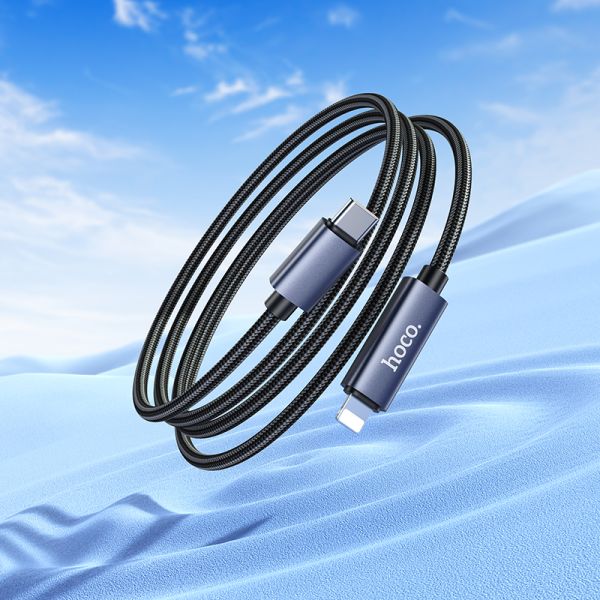 Hoco X112 USB-C Lightning Charging & Data Cable with Digital Display – Black