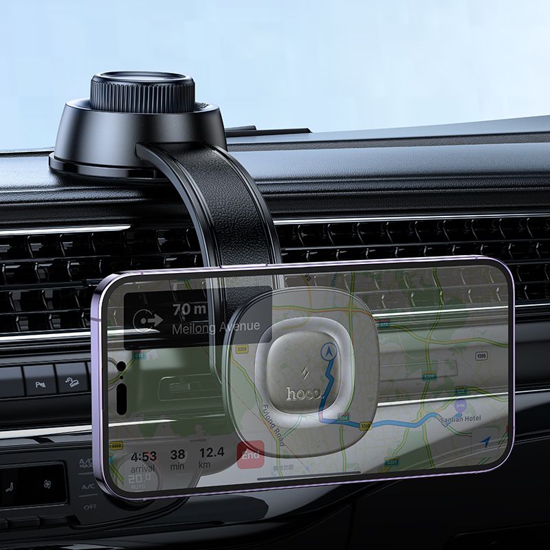 15W MagSafe-Compatible Magnetic Wireless Car Charger & Phone Holder – Black Metal