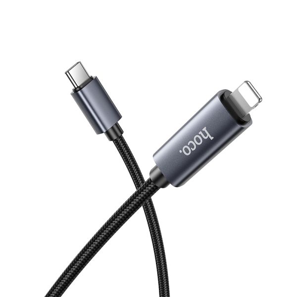 Hoco X112 USB-C to Lightning Charging & Data Cable with Digital Display – Black