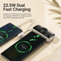 5000mAh 22.5W Power Bank with Wireless Watch Charging & Built-in Cable – Black